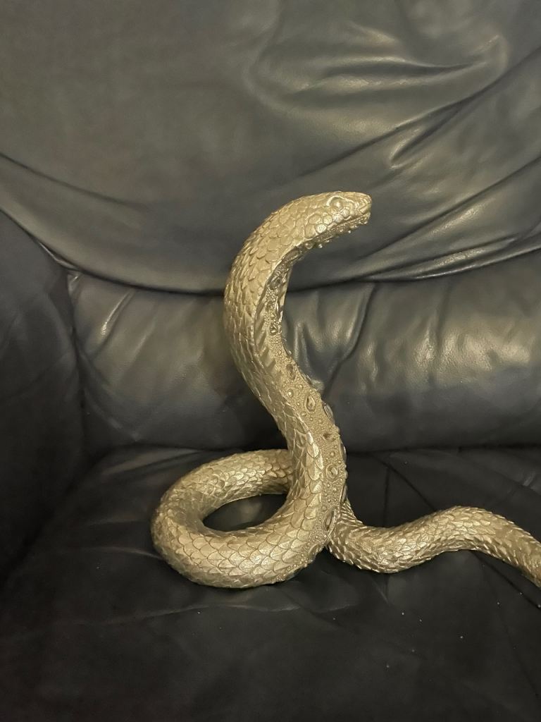 Silver large snake sculpture 