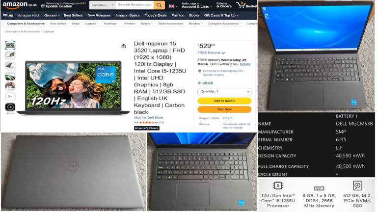 Dell Laptop - Intel Corei5-1235U / 512GB / FHD 120Hz 