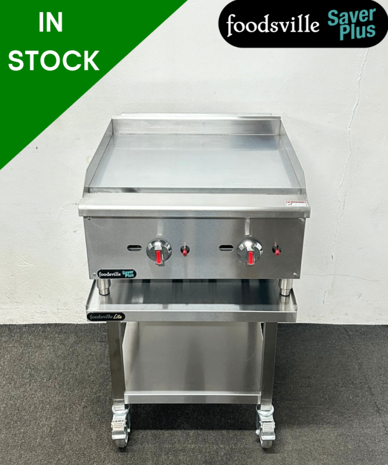 PAY OVER 3 MONTHS! - NEW Foodsville Saver Plus 600mm Chrome Top Gas Griddle, On Mobile Stand