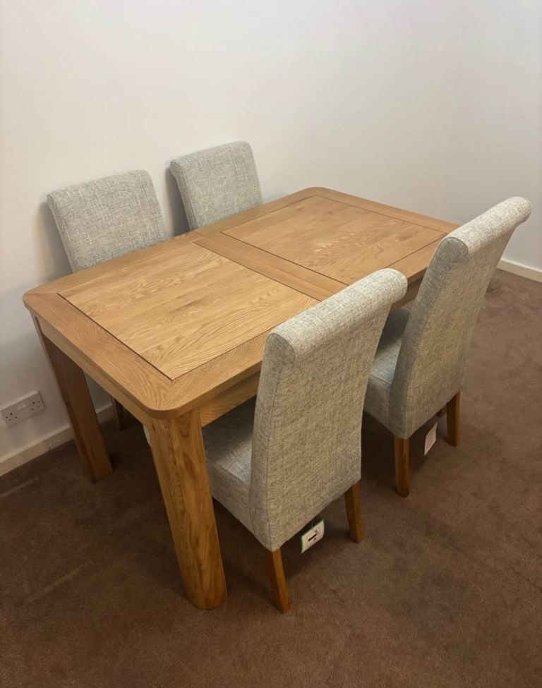 Oak furniture land table and dining chairs