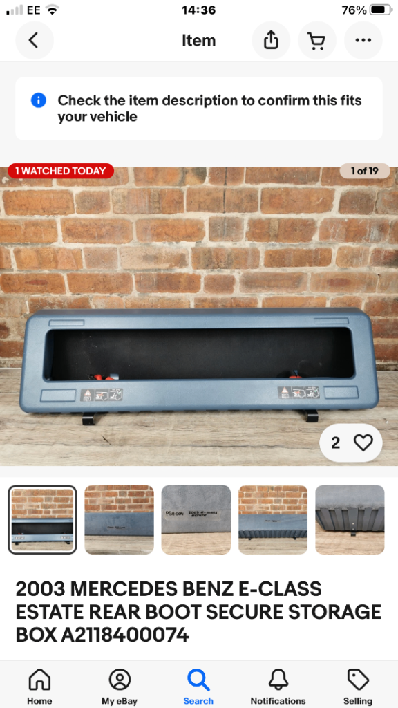 Mercedes e320 w211 estate boot storage box