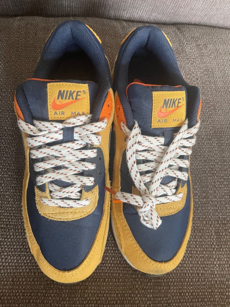 Nike Air Max 90 Trainers – Navy, Orange & Yellow, Excellent Condition