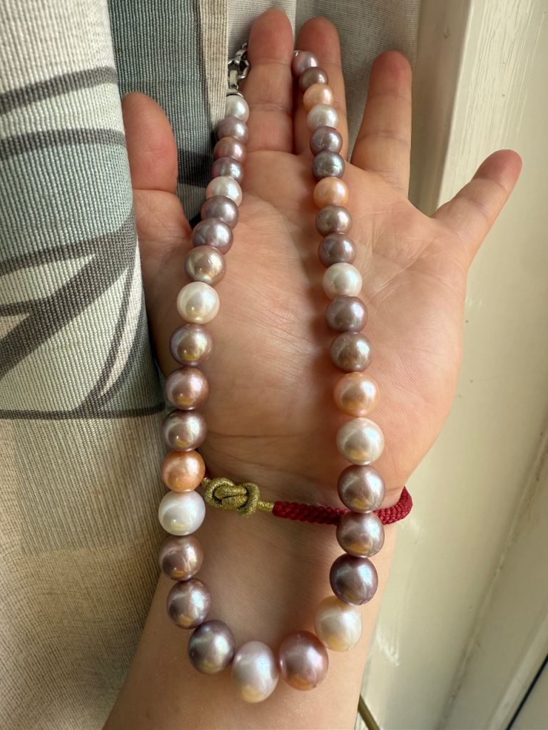 Rare Large circle round Edison pearl necklace 