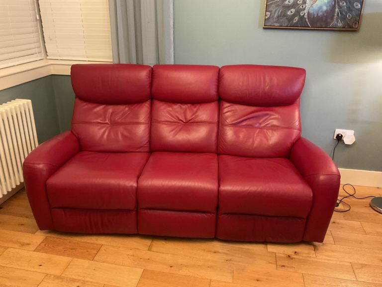 image for Red leather suite