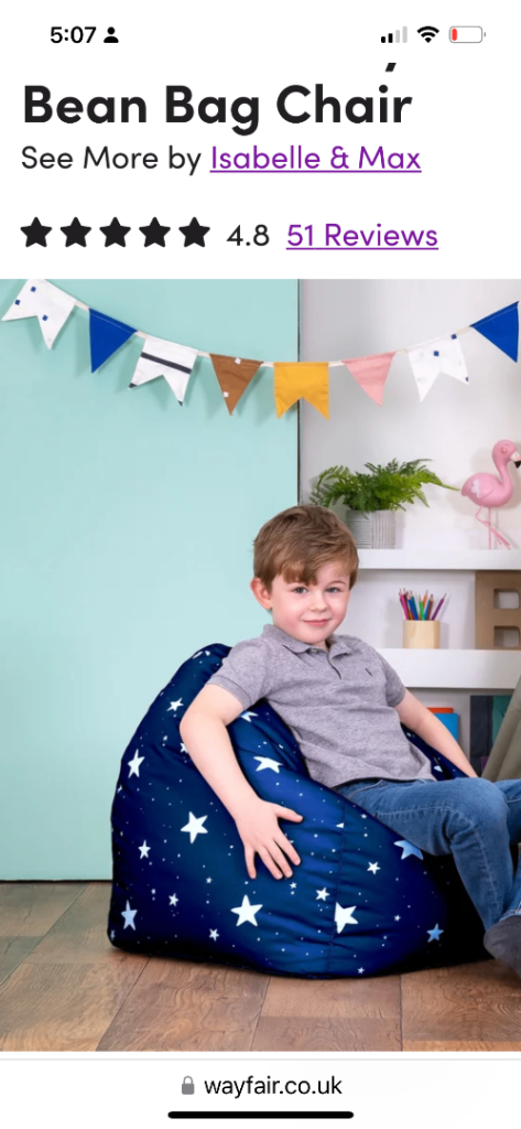 Star kids’ beanbag