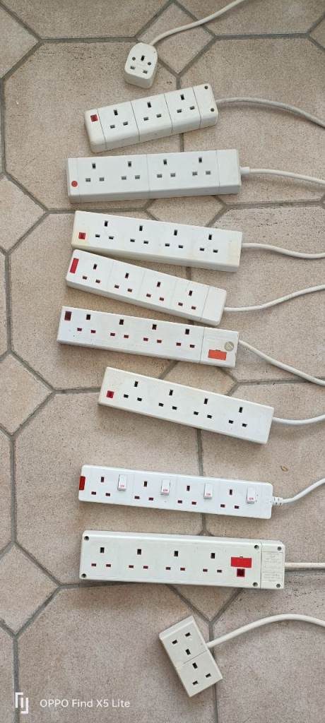 Multiple White Extension Leads with Surge Protection