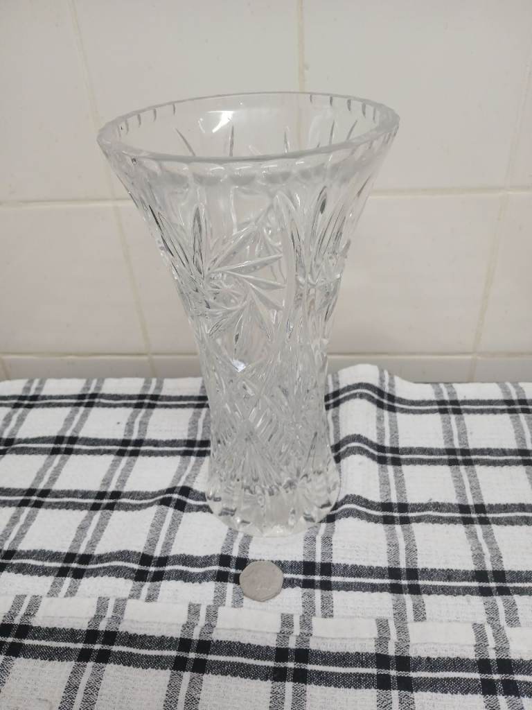 Large cut crystal vase