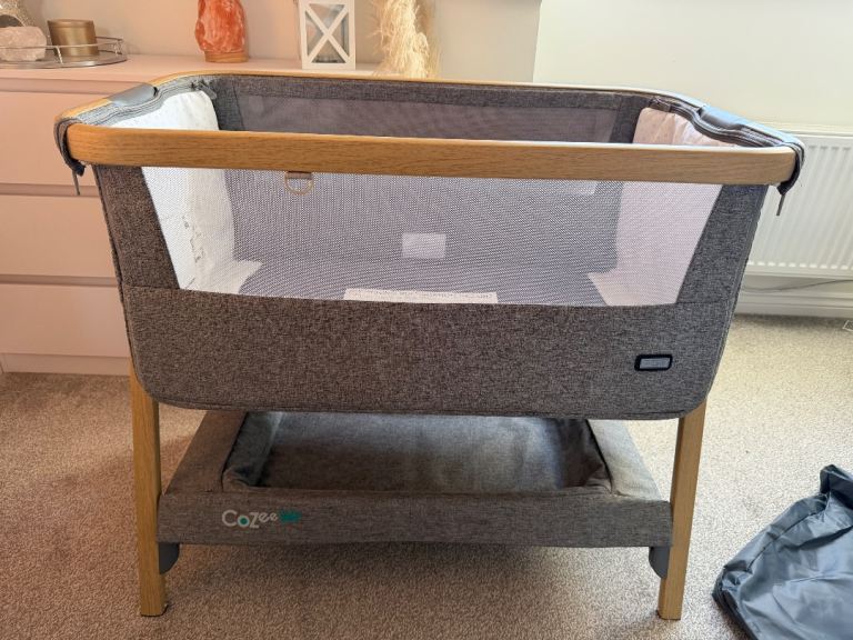 Tutti Bambini CoZee AIR Next to Me Crib Essential Bundle - Oak/Charcoal