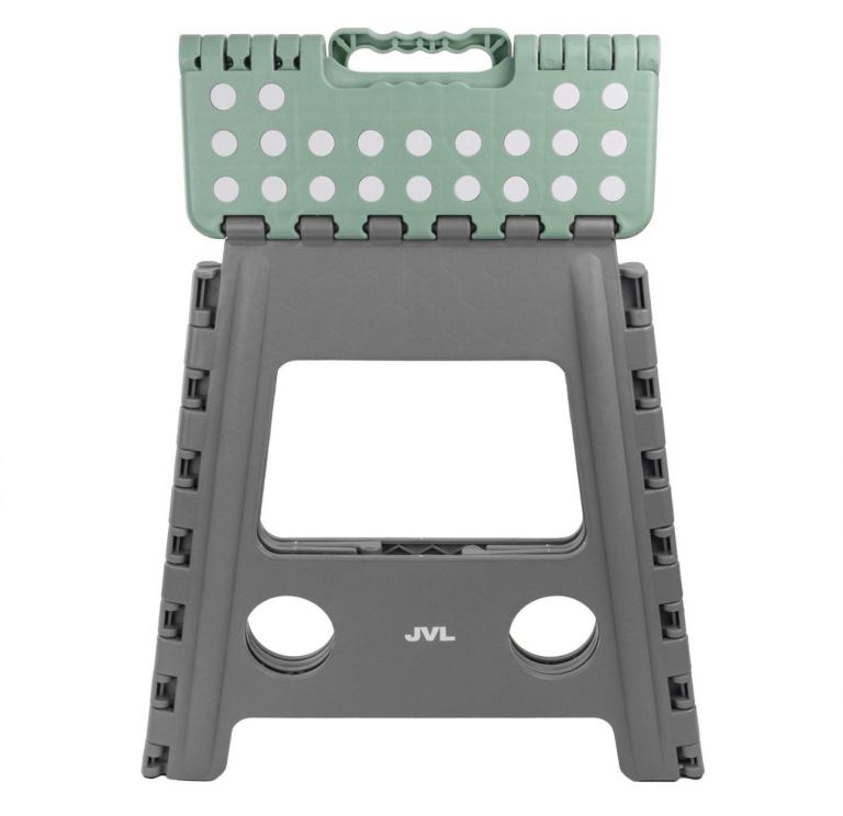 JVL Folding Step Stool – large size,Grey & Green, Brand New