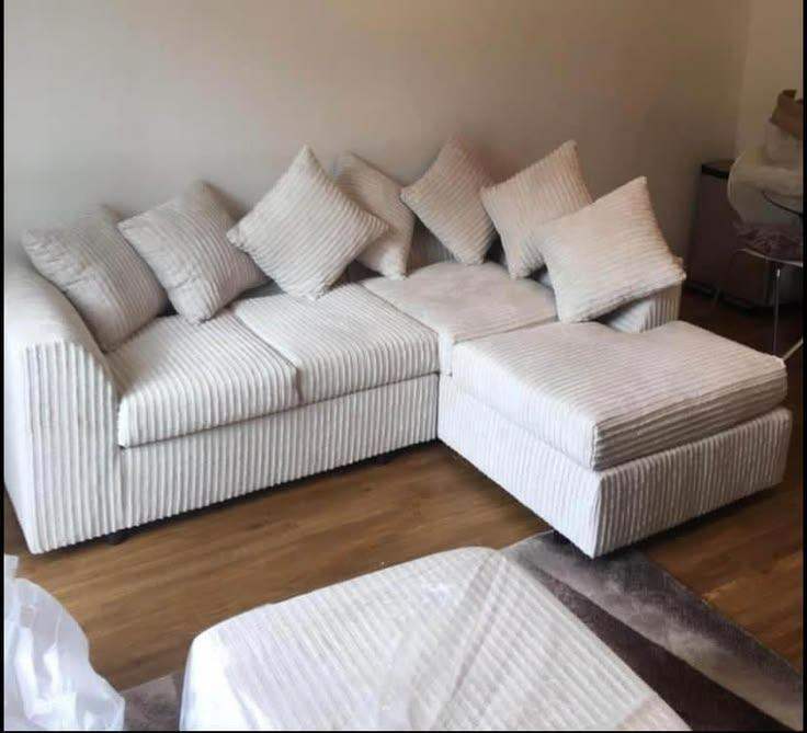 💎 Brand New Dylan Corner Sofa Set – Premium Cream Ribbed Cord – No Deposit 💎