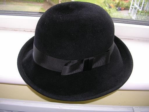 Vintage 1980's Bermona Model Black Rabbit Fur Felt Hat
