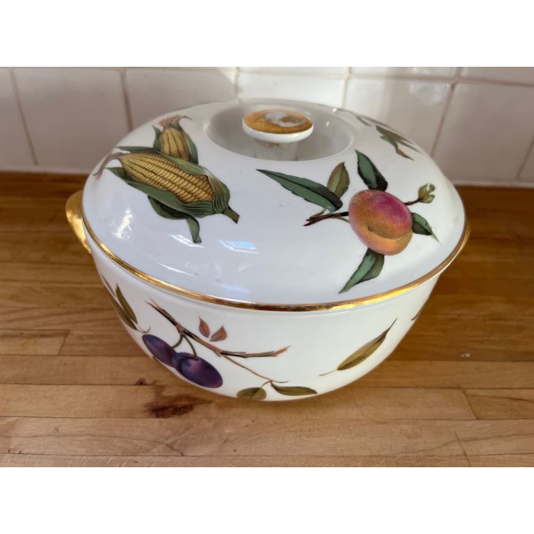 Royal Worcester flameproof porcelain lid serving bowl tureen Evesham