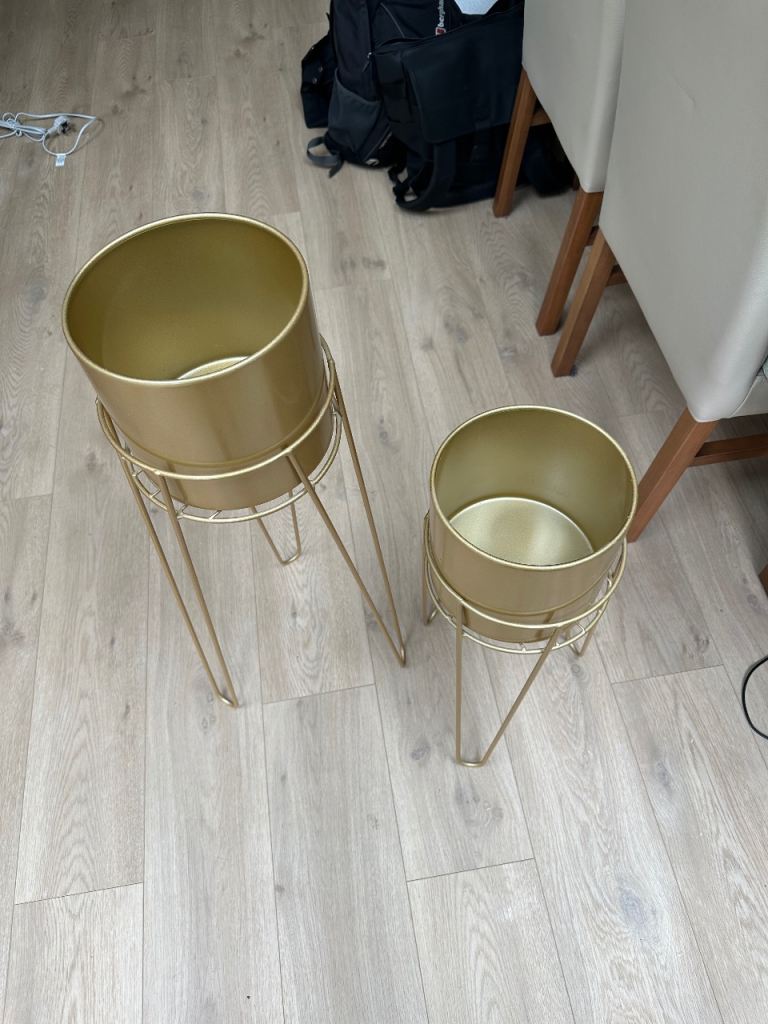 Gold plant stand duo