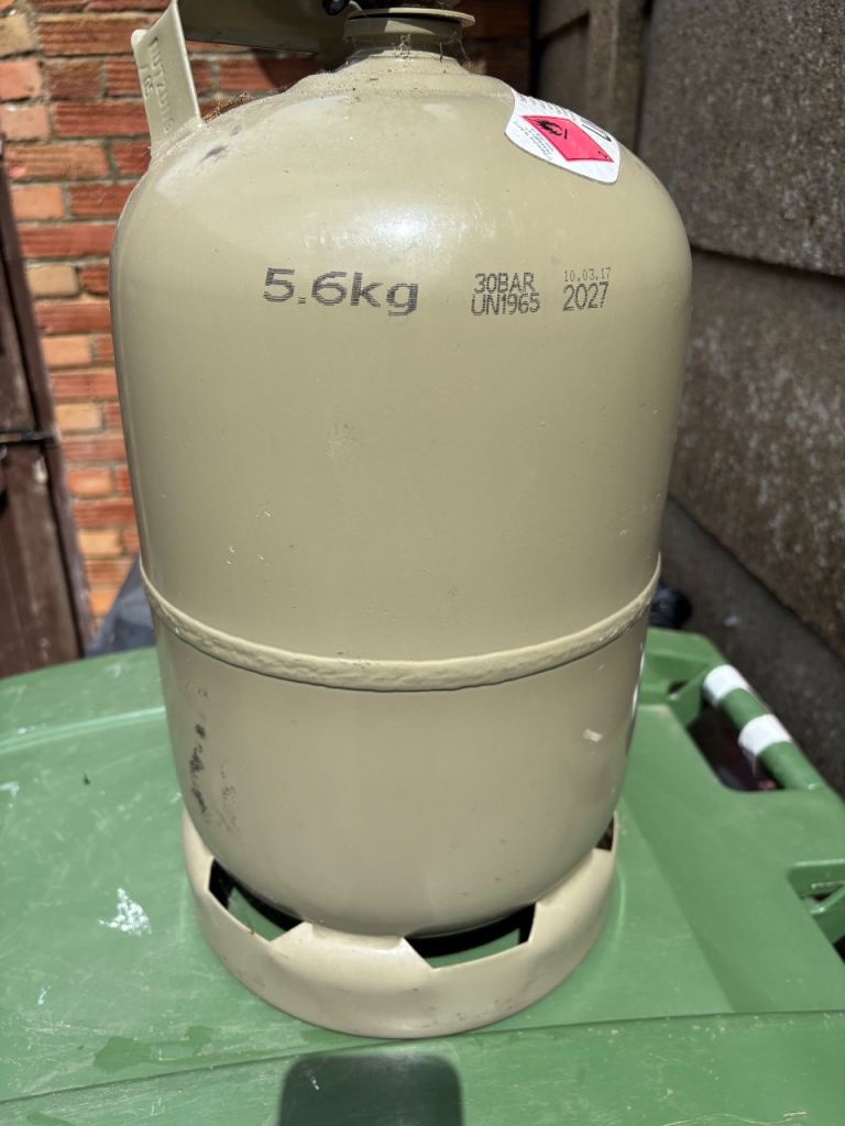 German almost full propane gas bottle 