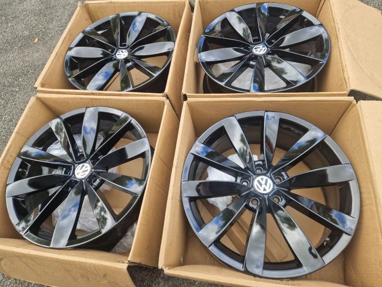 Genuine 19" Vw Scirocco Passat Golf 5x112 Lugano Ronal Alloy Wheels  1K8601025S Black Silver