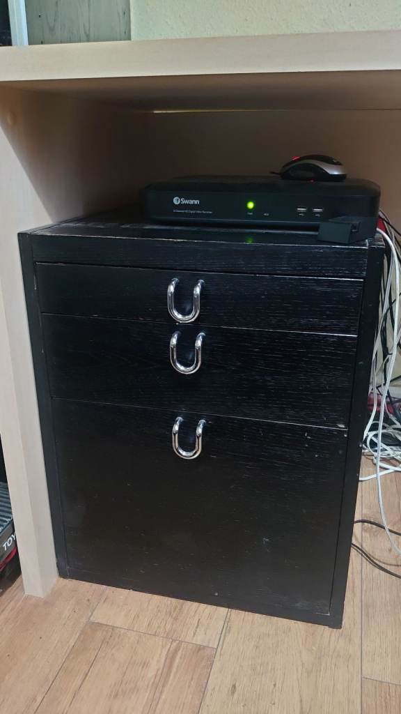 Black Ash Office PC Desk Drawer and Cabinet