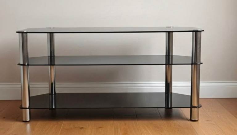 AVF 150cm Black Glass TV Stand  3 Tier For 55, 60, 65 & 70 Inch Unit Table