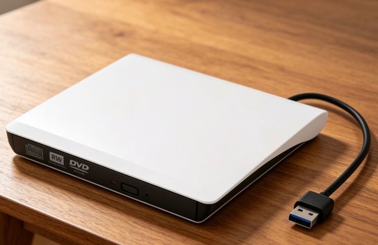 External USB DVD Drive & CD Burner – White, As New