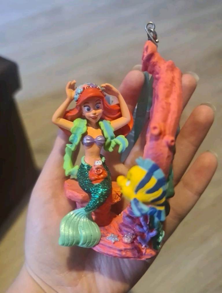 Disney Store The Little Mermaid Ariel Mirror Xmas Christmas tree Decoration Hanging Ornament RARE 