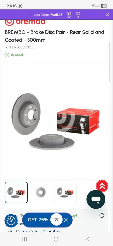 Mercedes C class, W205 brembo rear brake discs
