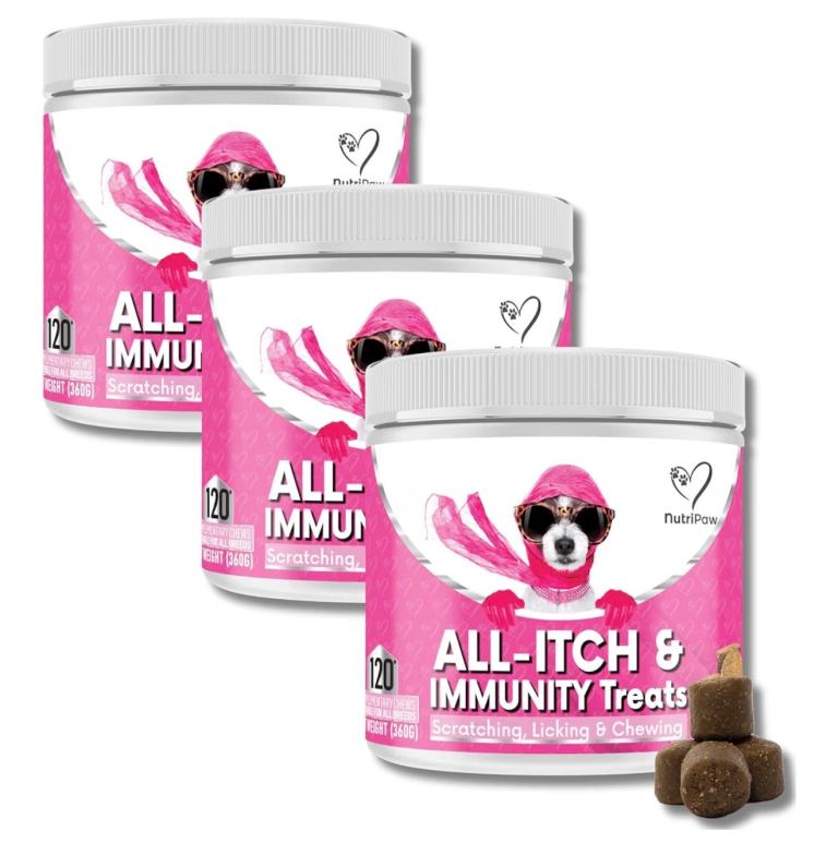 NutriPaw All-Itch & Immunity Dog Treats - 3 Tubs, New