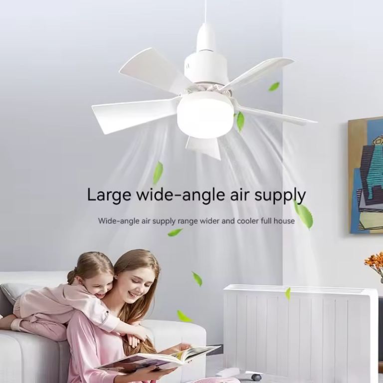 Remote controlled ceiling fan with light bulb 