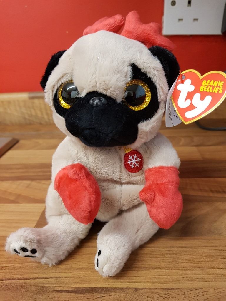 ⭐BNWT⭐ TY Beanie Bellies. MITTENS The Christmas Pug. Collection Only