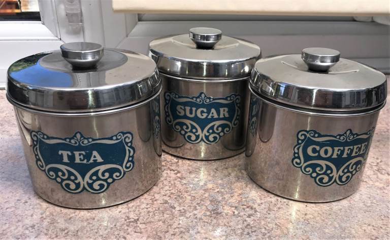 TEA COFFEE SUGAR:CAMPING EQUIPMENT - LIGHT WEIGHT - SET OF THREE CONTAINERS