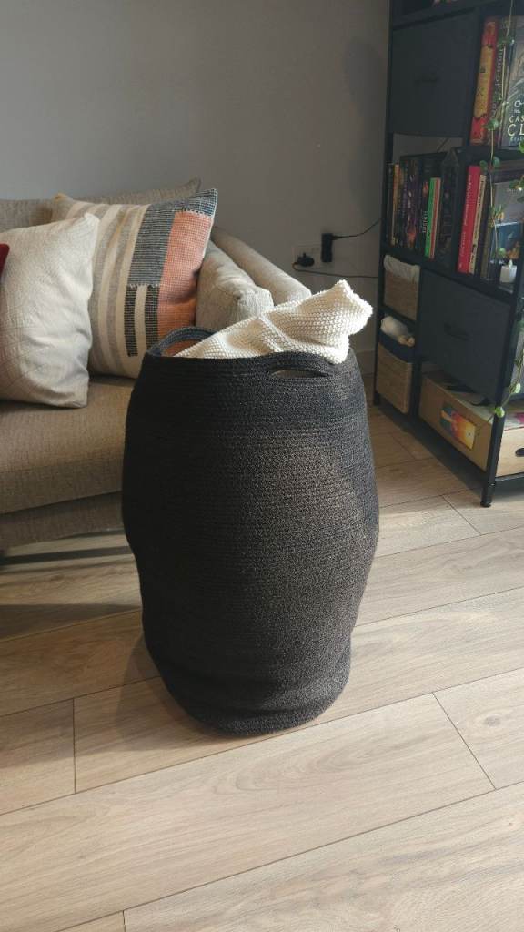 H&M Home Large Jute Storage Basket / Laundry Basket – Black