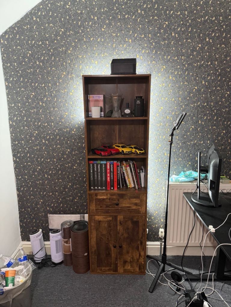 Tall Bookcase / Bookshelf — Sturdy, Great Storage