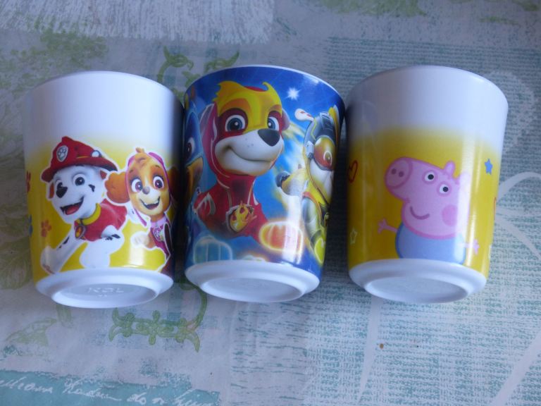 Childs beakers x 3 new and unused Paw Patrol and Pepper Pig