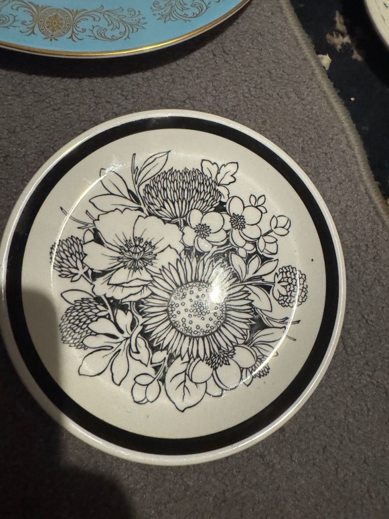 Alfred Meakin Samoa Ironstone Side Plate - Black and White Floral