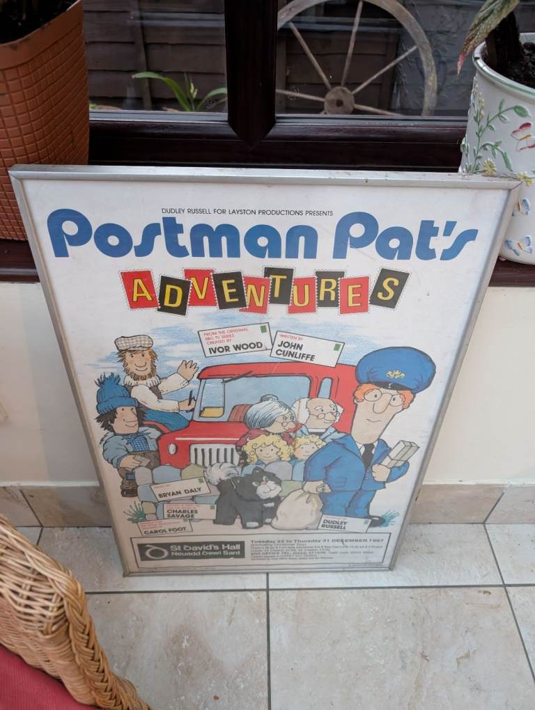 Vintage 1987 Framed Postman Pat Poster advertisment at St David's Hall Cardiff