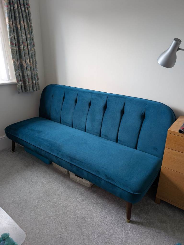 Sofa bed MADE com Teal Blue, Click-Clack