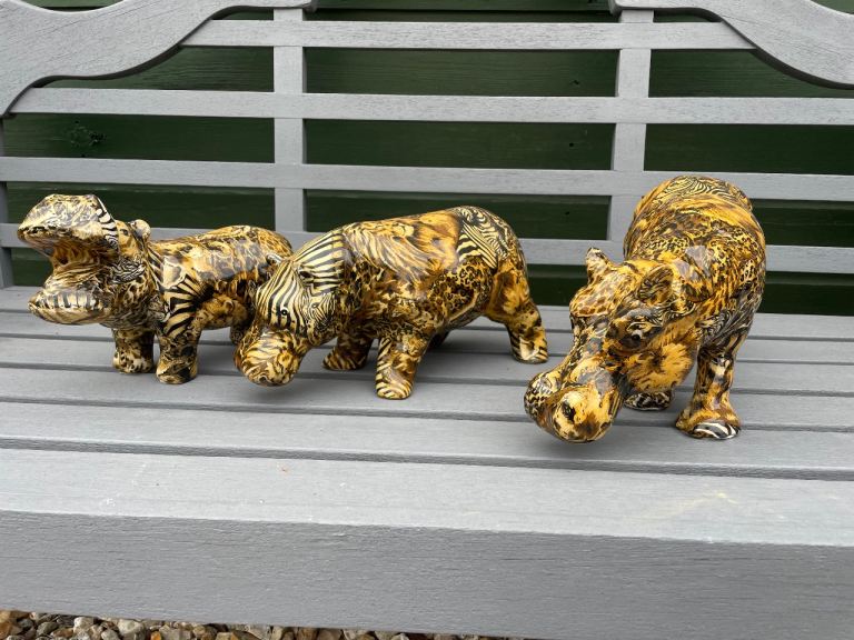 Hippopotamus figures x 3 