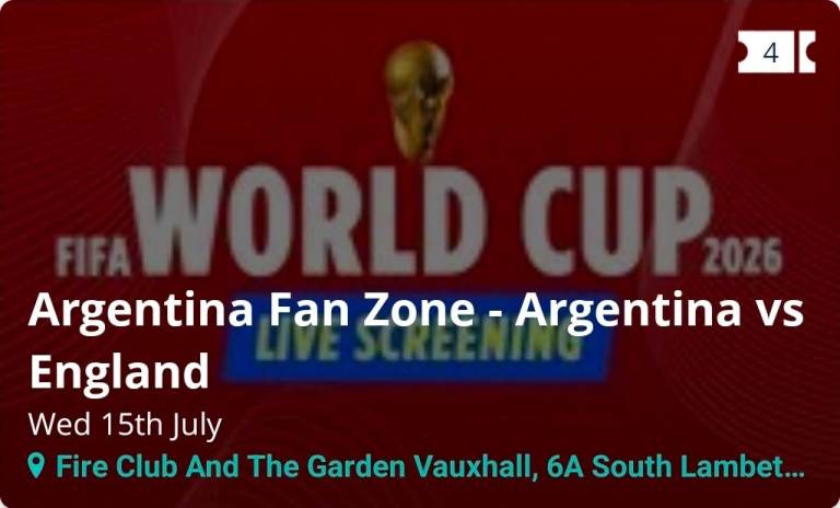 Argentina Fan Zone - Argentina vs England at Garden Vauxhall