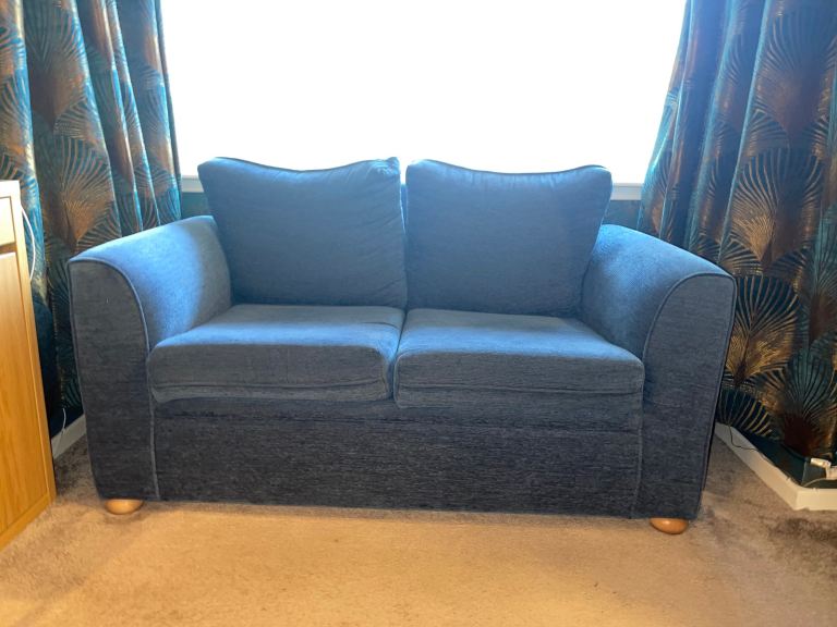2 Seater Sofa with single pullout bed Bed Teal/Blue 