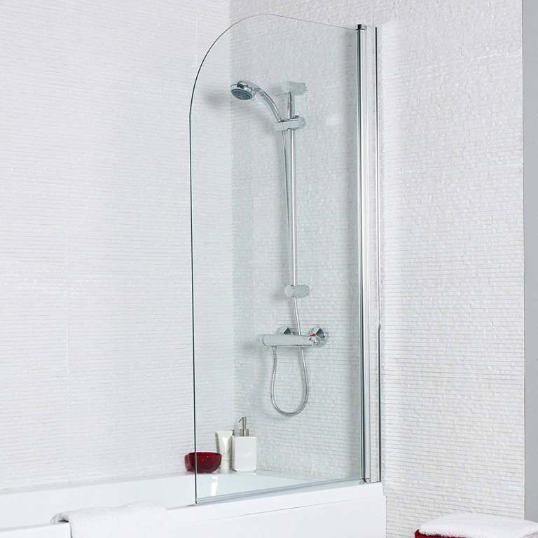 Uniko Bath Shower Straight Screen, Radius Edge, 1400 x 780mm >>>> Only £75 