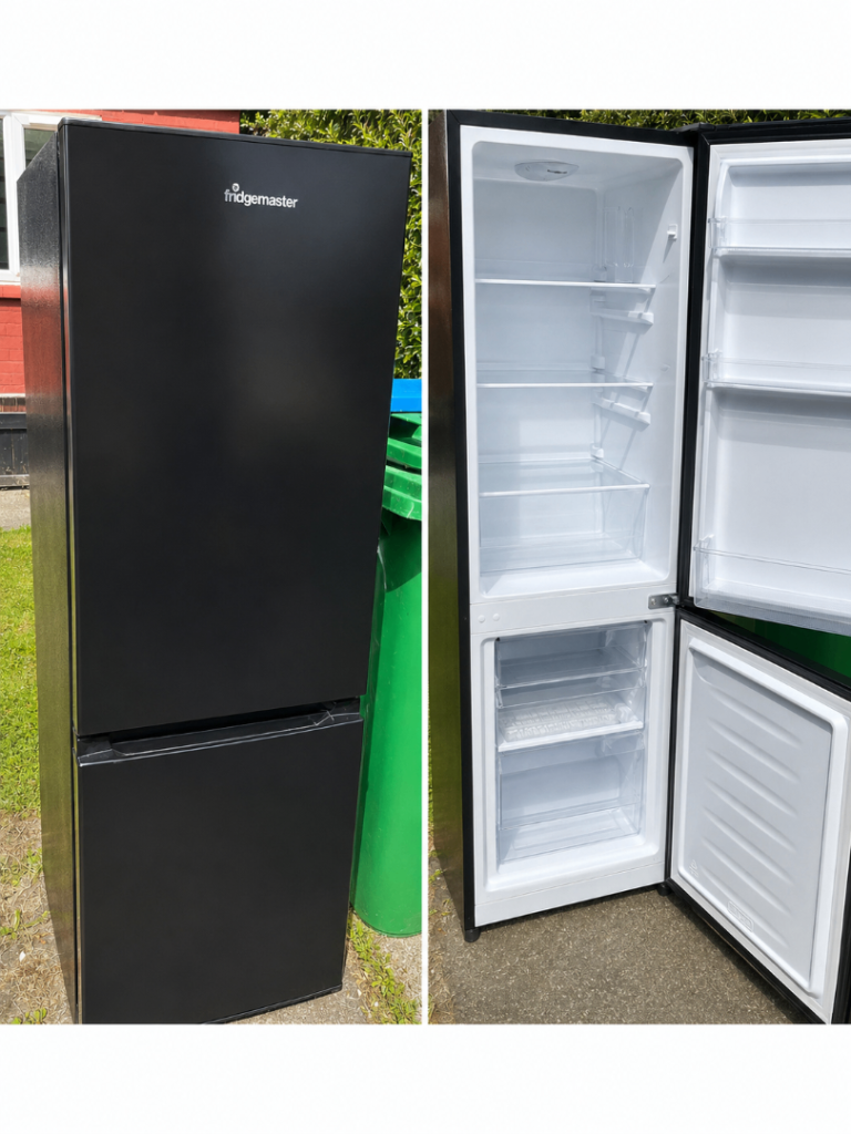Fridgemaster Fridge Freezer – Black, Good Condition