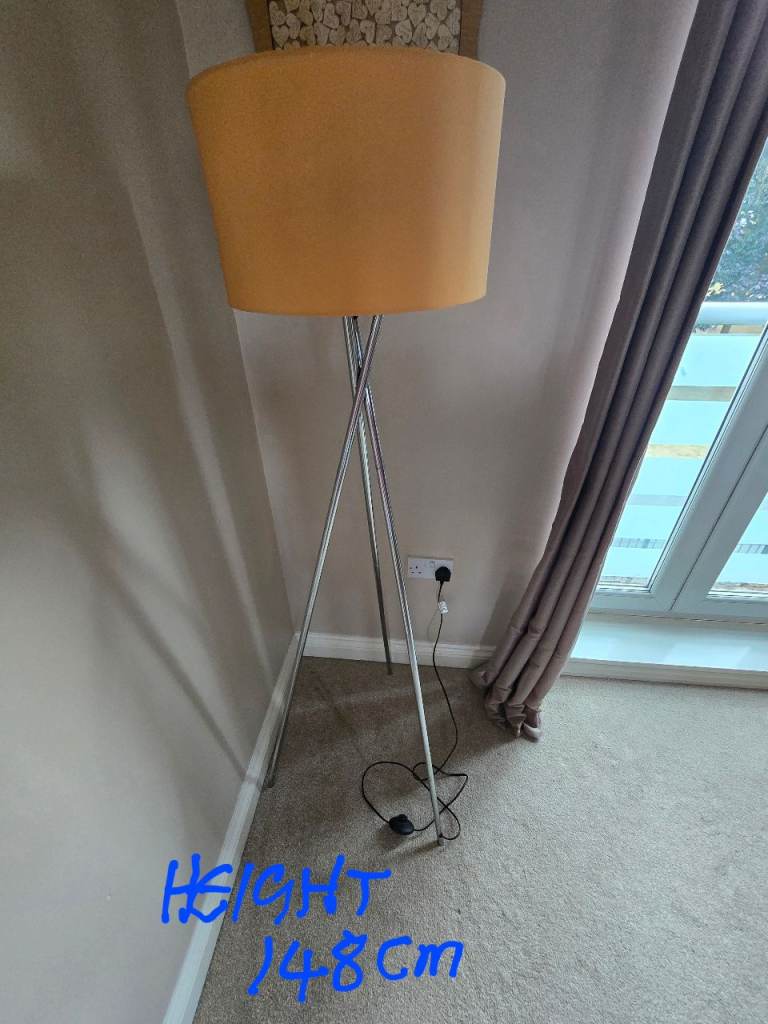 Stylish Orange Floor Lamp - Tripod Design, 148cm Tall