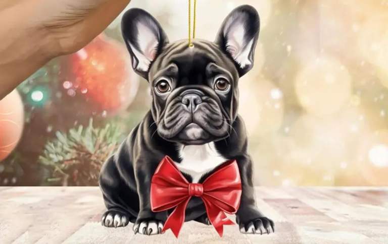 Festive Frenchie Christmas tree decoration - BNWT