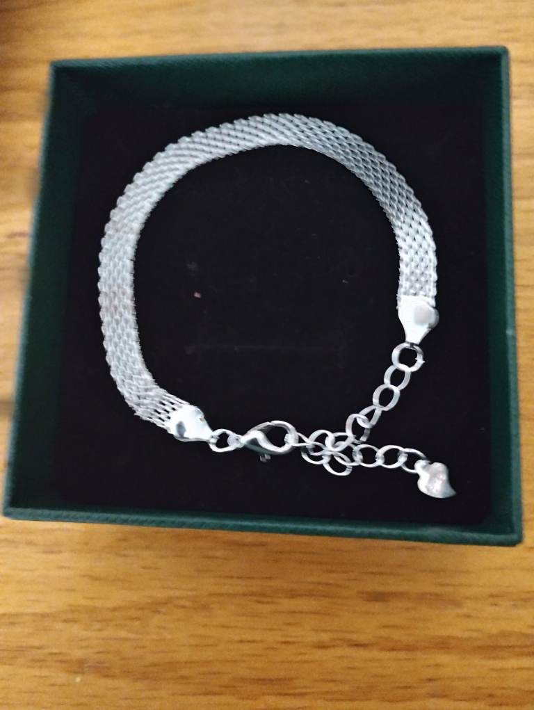  Pure Solid Silver Mesh Bracelet 