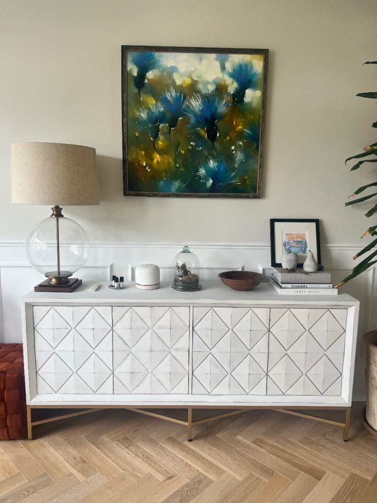 Brand New Unused White Cabinet with Gold Legs