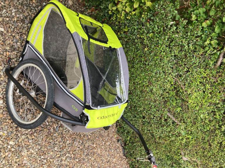 Child Bike Trailer - Yellow and Grey, Good Condition