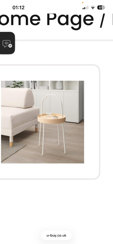 Beech round side table with handle 