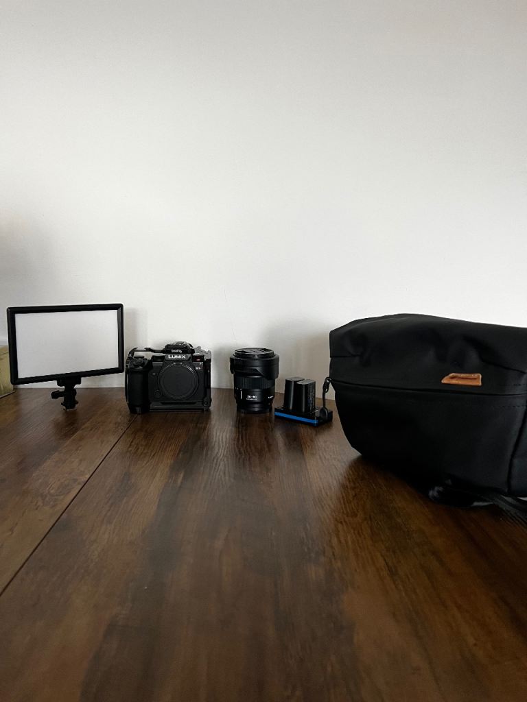 LUMIX s5ii Full Frame Mirrorless Camera + kit lens, cage, 2 spare batteries, camera bag and light 