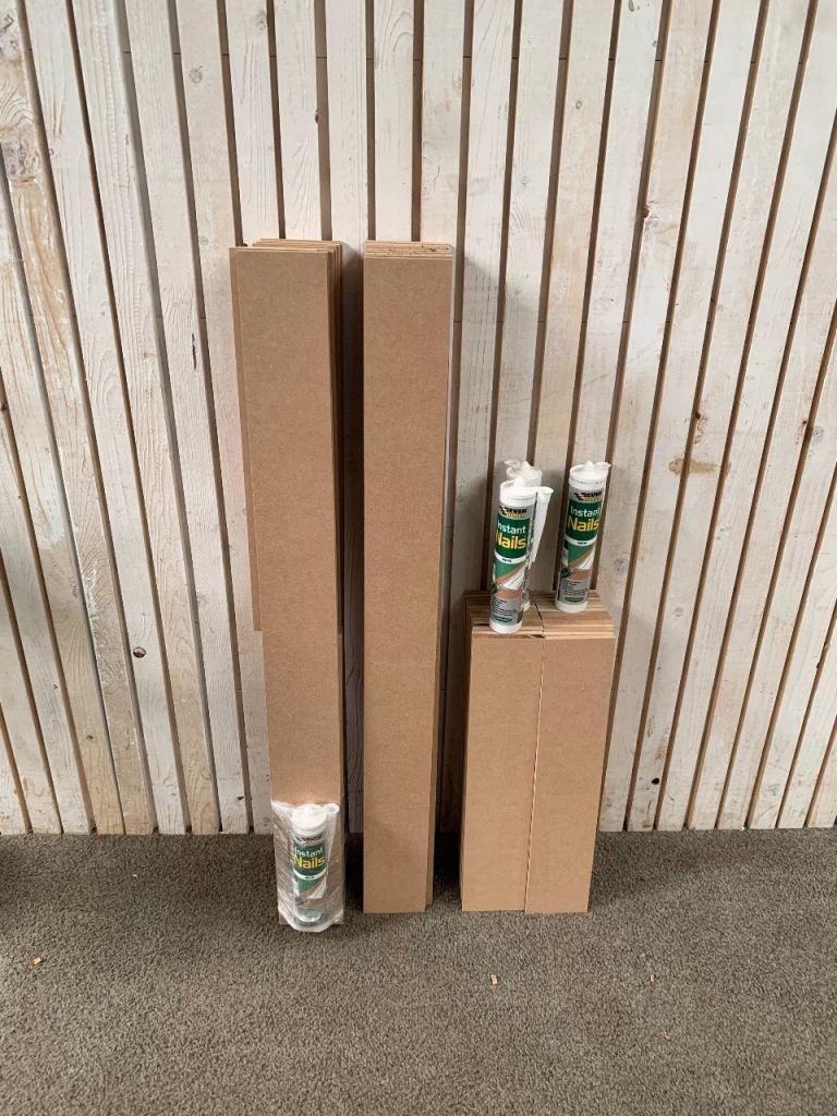 MDF Wall paneling strips with 4 tubes of instant nails