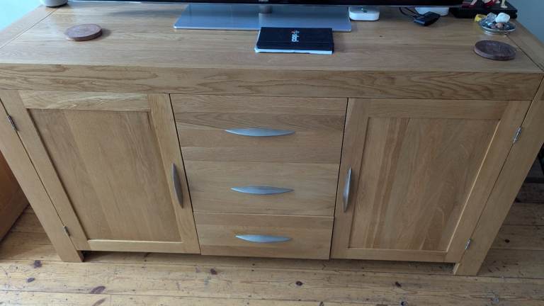 Solid Oak Sideboard with Drawers and Cupboards – Good Condition