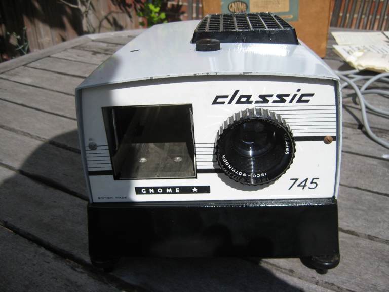 Slide projector and two screens
