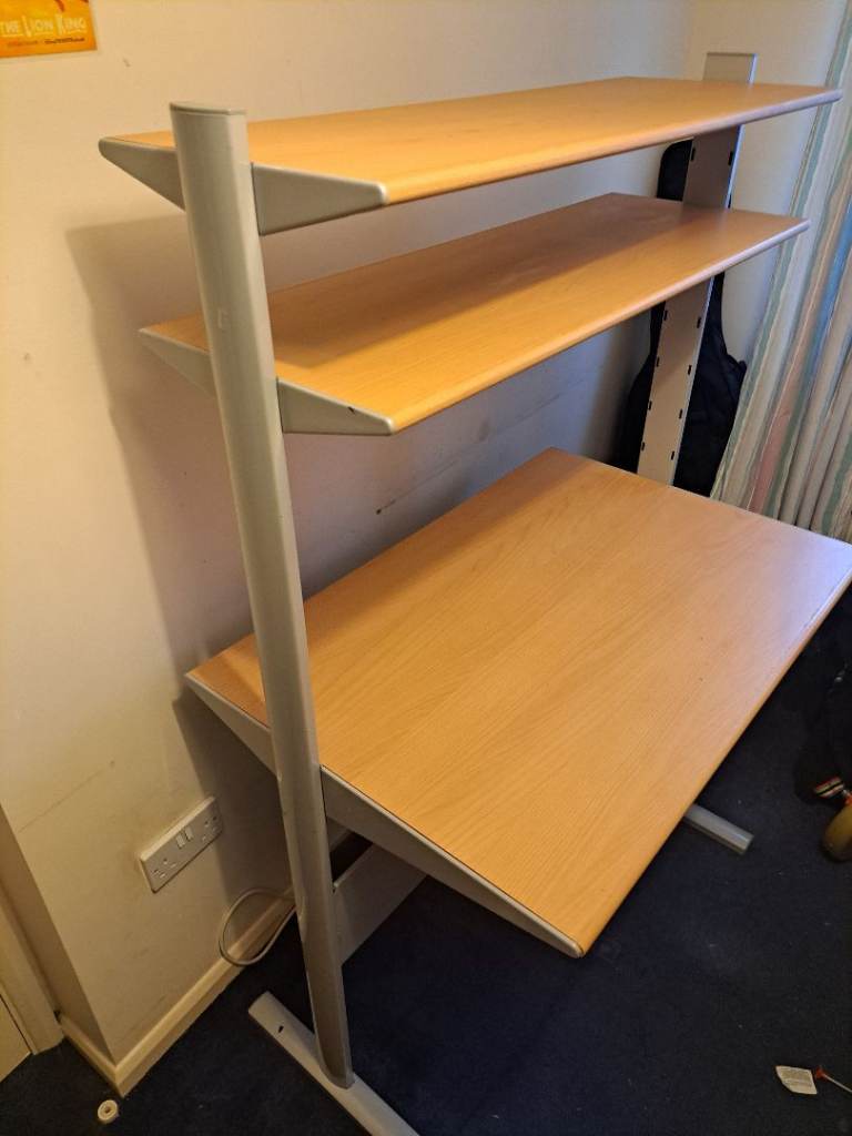 Desk for Study with 2 Adjustable Shelves 